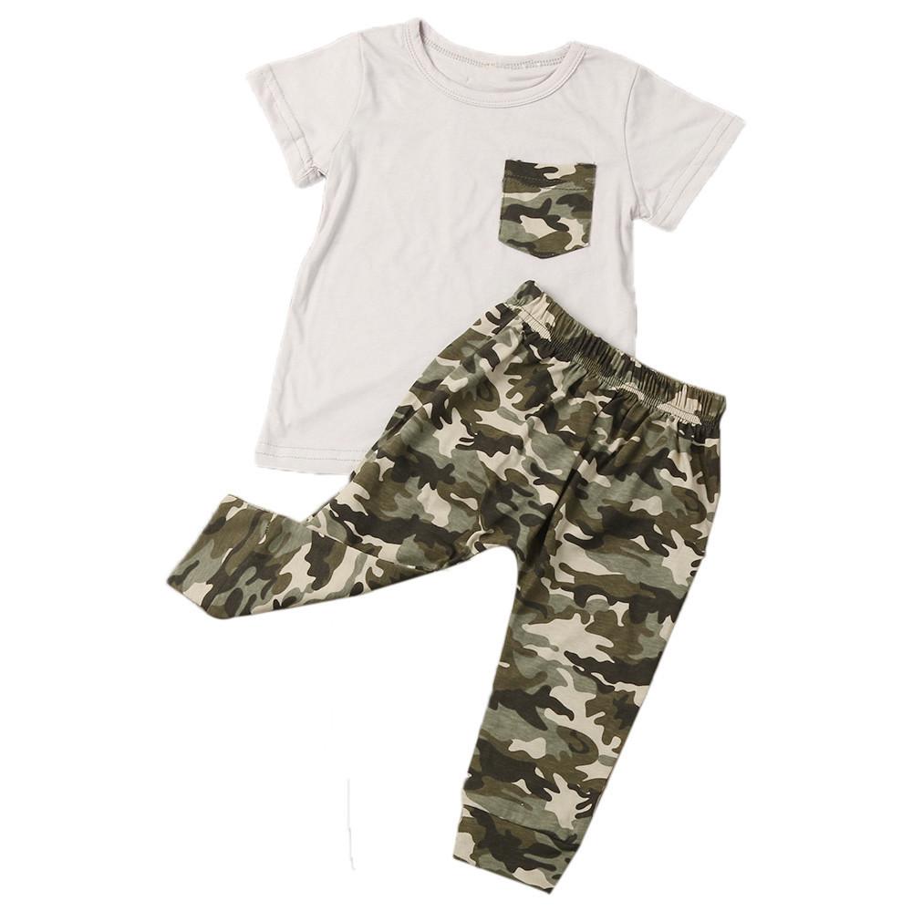 Kid's T-Shirt & Camouflage Pants Outfit Set