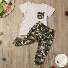 Load image into Gallery viewer, Kid&#39;s T-Shirt &amp; Camouflage Pants Outfit Set