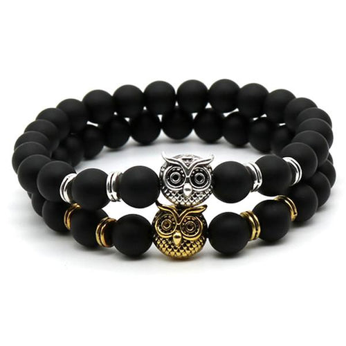 Matte Stone Owl Handmade Bracelet