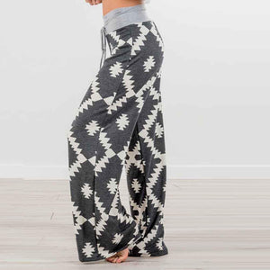 Women's Southwestern Pattern Comfy Wide Leg Pants